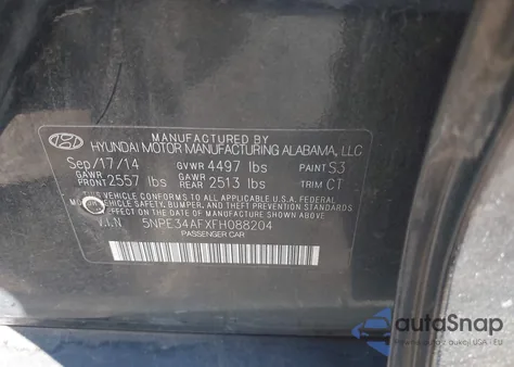 2015 Hyundai Sonata Limited z USA, uszkodzony, nr VIN 5NPE34AFXFH088204